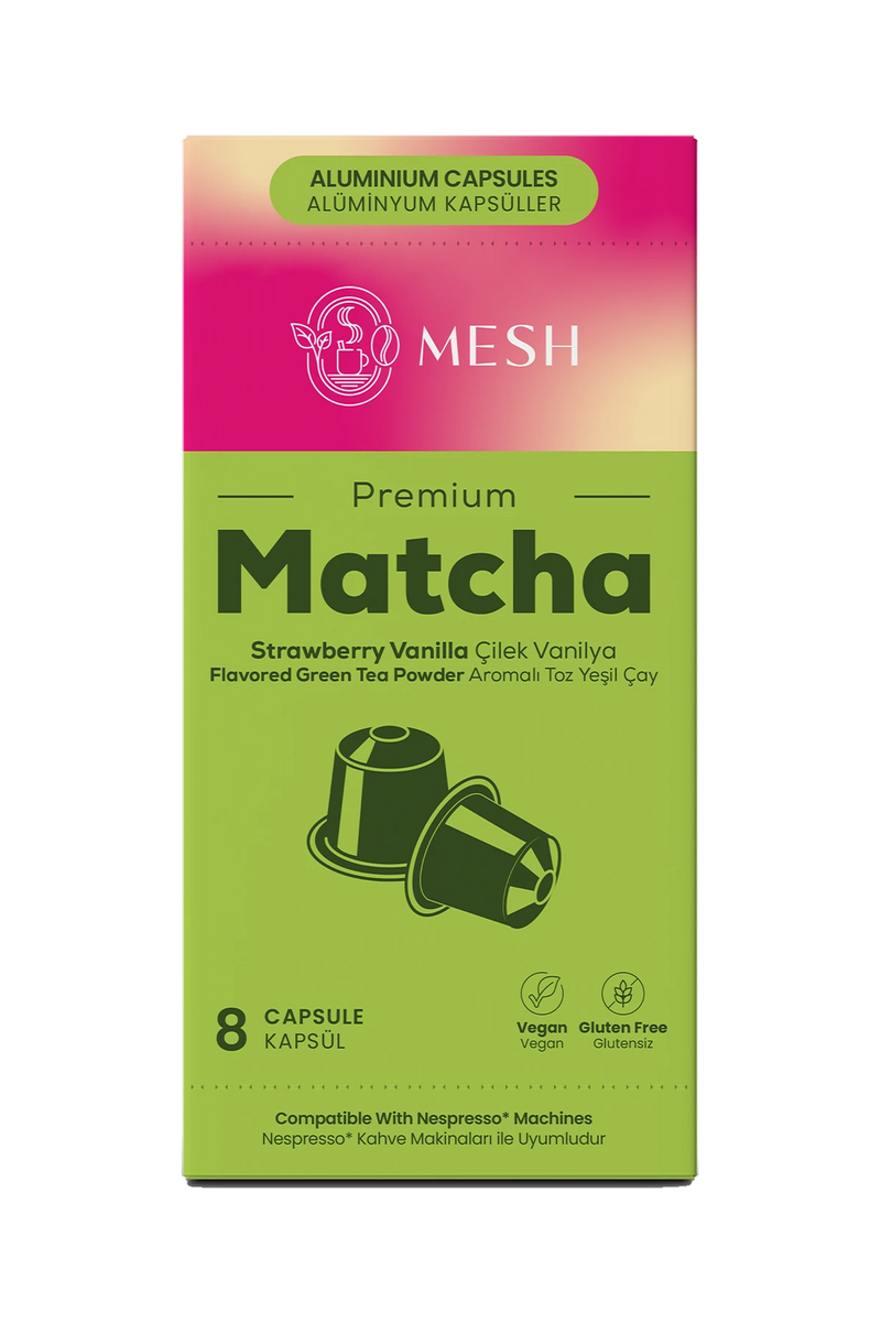Çilek Vanilya Aromalı Matcha Kapsül