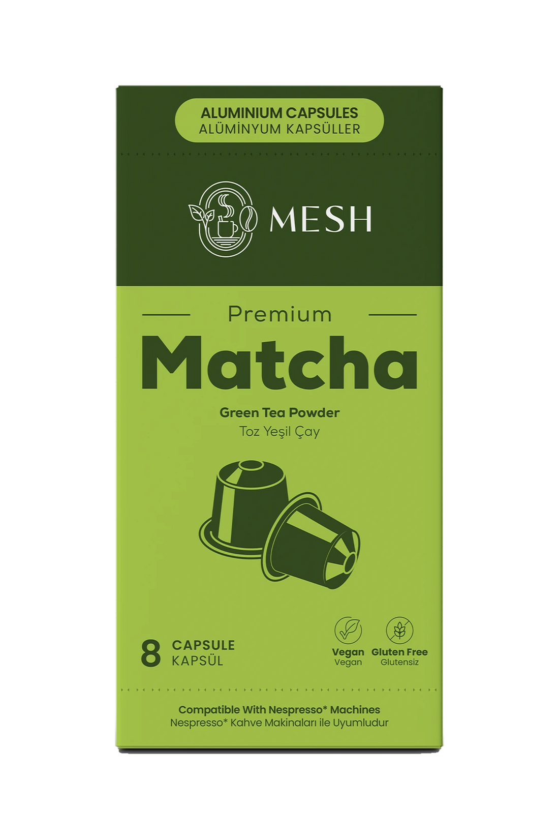 Saf Matcha Kapsül, 8'li Mesh Matcha kapsül kutusu