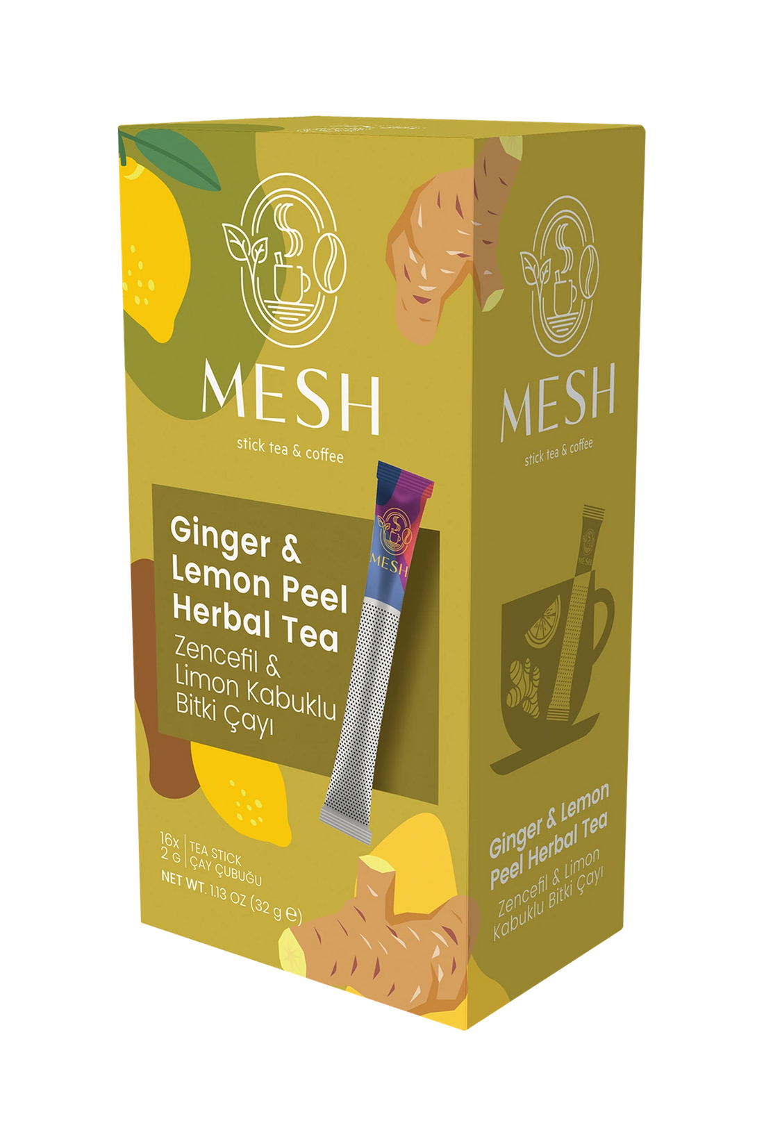 Zencefil & Limon Kabuklu Bitki Çayı, 16'lı Mesh Stick kutusu