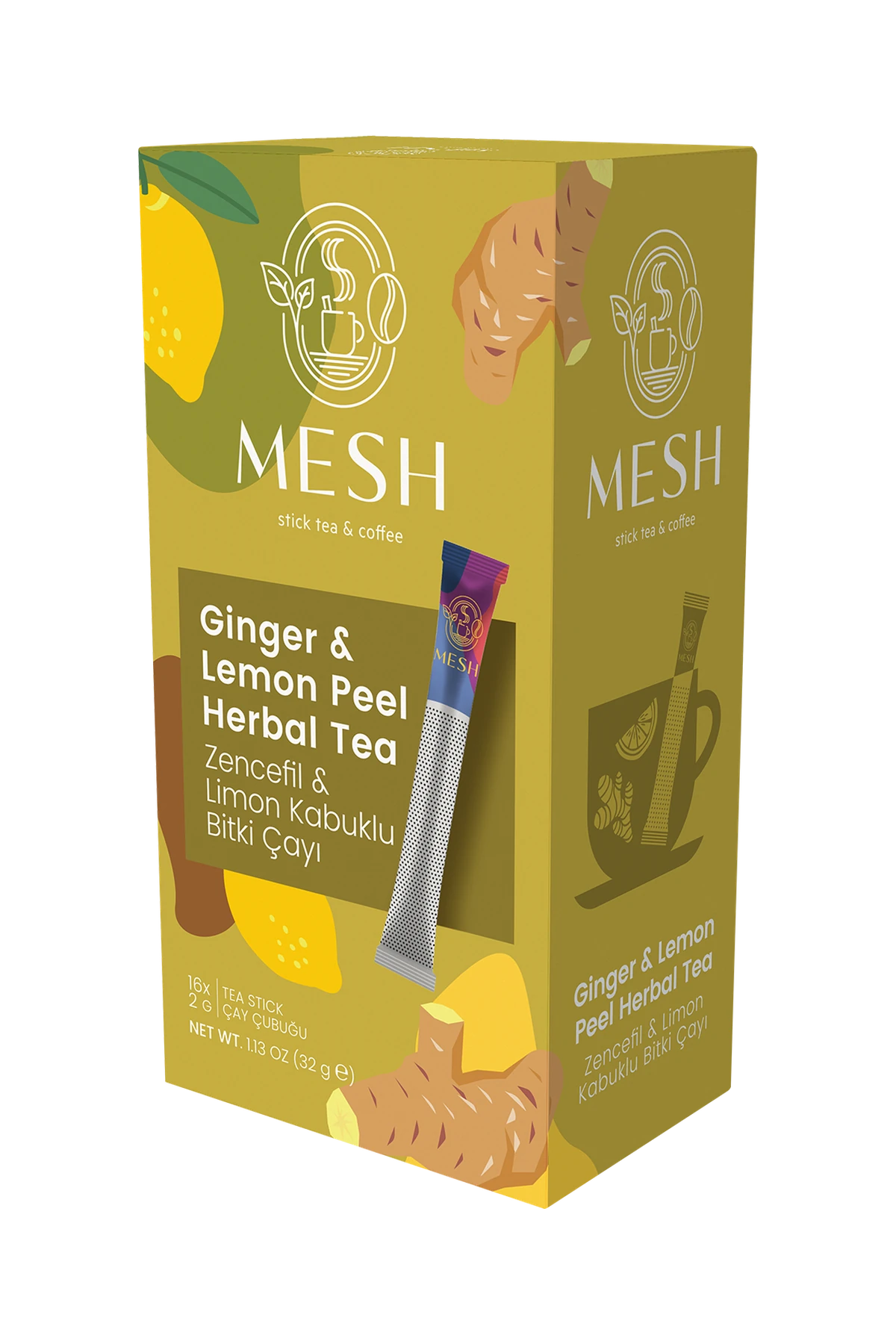 Zencefil & Limon Kabuklu Bitki Çayı, 16'lı Mesh Stick kutusu